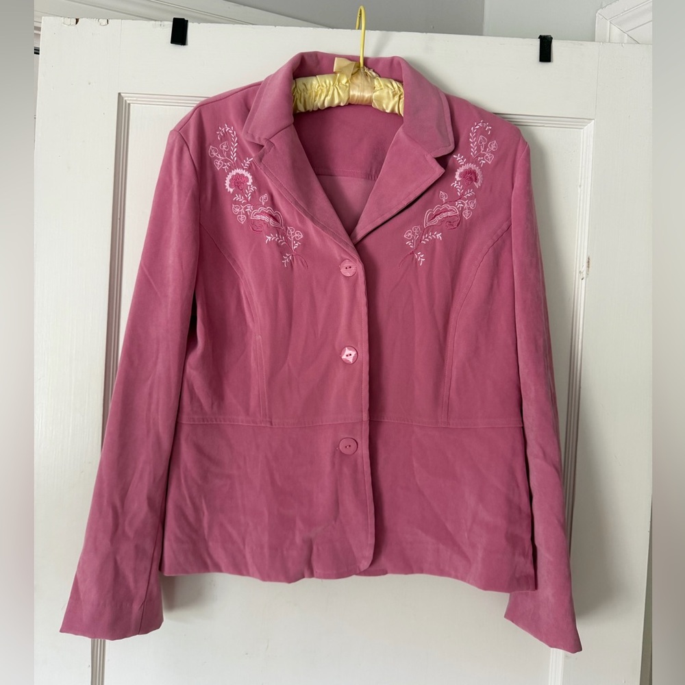 Women's Pink Embroidered Jacket